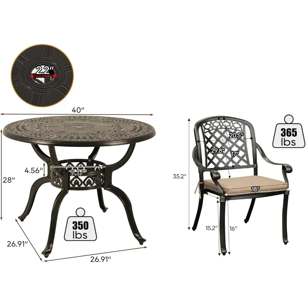 Sumshadow All Weather Cast Aluminum Outdoor Patio Dining Set
