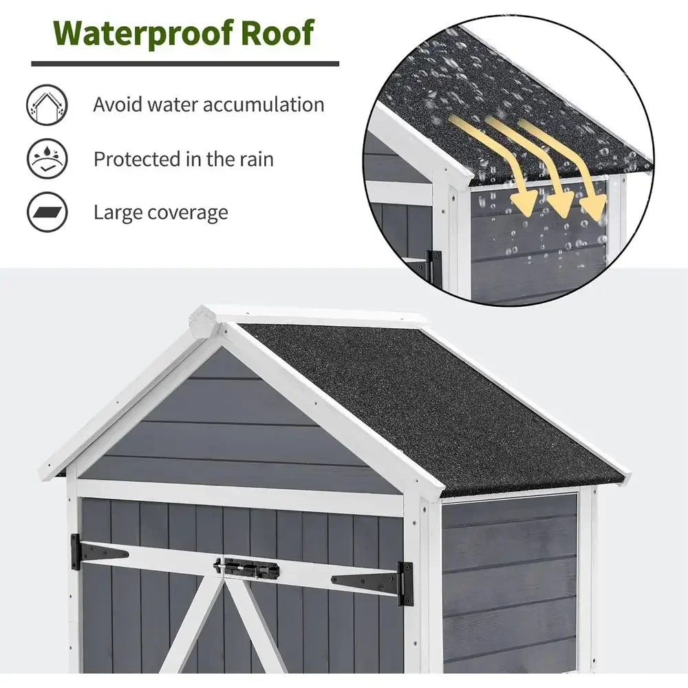 Durable Outdoor Storage Cabinet with Two Shelves, Weather-Resistant Shed for Lawn and Garden Tools