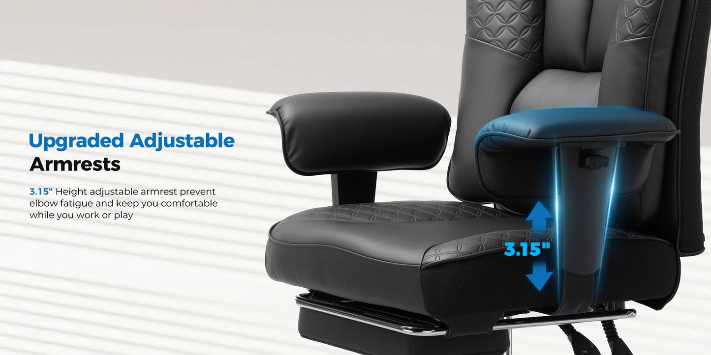 GTPLAYER Ergonomic Office Gaming Chair With Foot Rest And Adjustable Recline