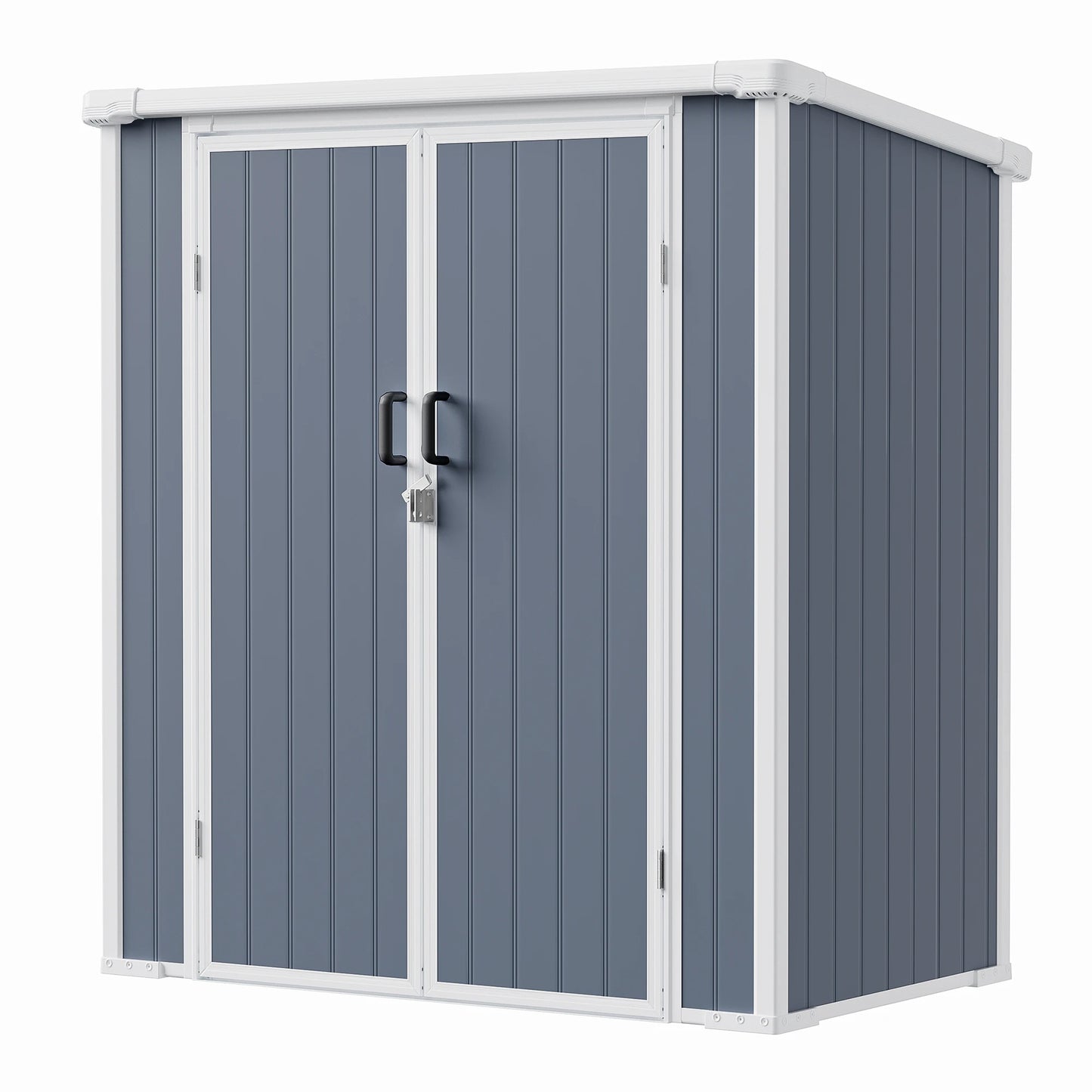Outdoor Storage Shed Outdoor Polypropylene Resin Storage Shed Weatherproof Garden Tool Shed with Lockable Double Doors Floor Included Waterproof UV‑Resistant Patio Storage Cabinet for Backyard Lawn