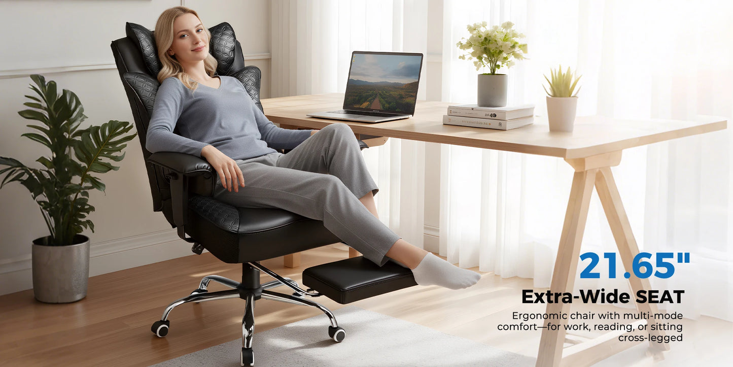 GTPLAYER Ergonomic Office Gaming Chair With Foot Rest And Adjustable Recline