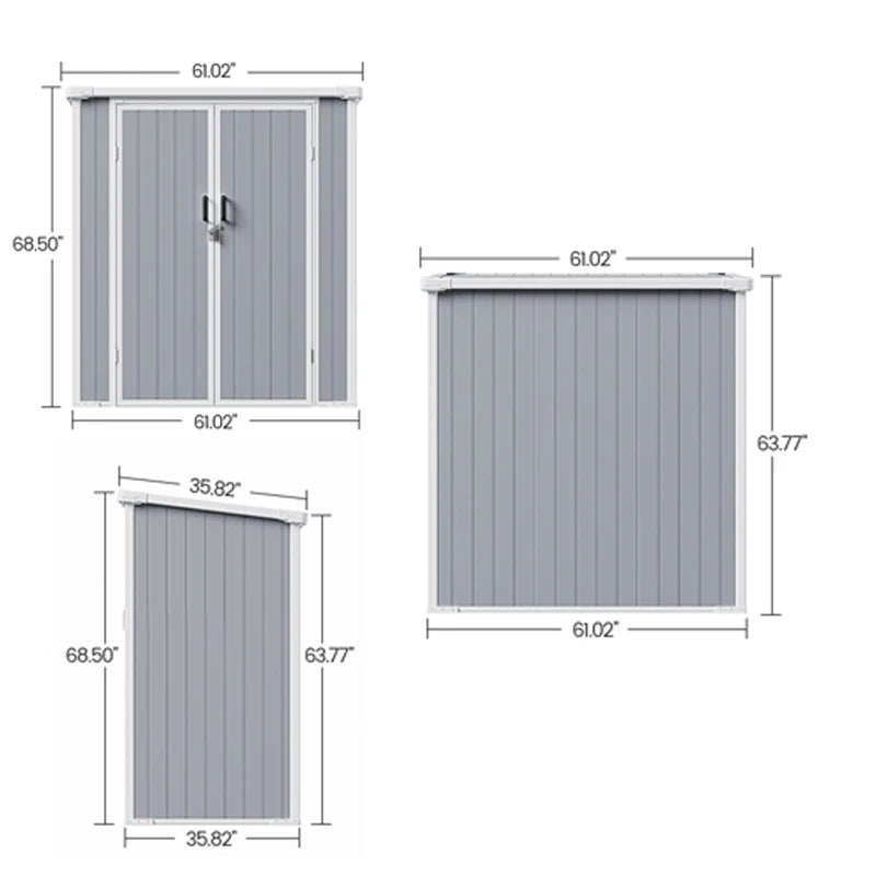 Outdoor Storage Shed Outdoor Polypropylene Resin Storage Shed Weatherproof Garden Tool Shed with Lockable Double Doors Floor Included Waterproof UV‑Resistant Patio Storage Cabinet for Backyard Lawn