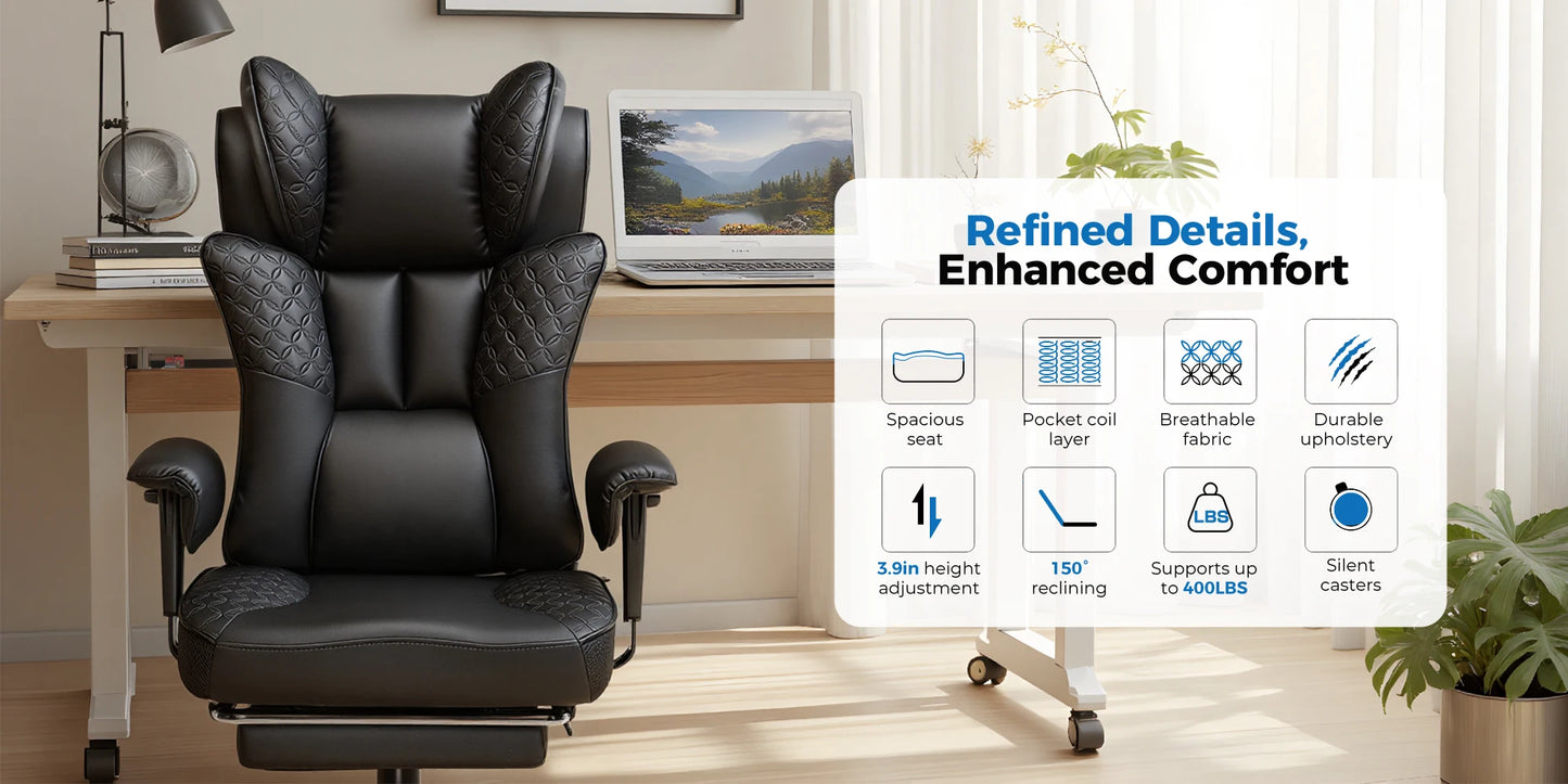 GTPLAYER Ergonomic Gaming Office Chair With Foot Rest