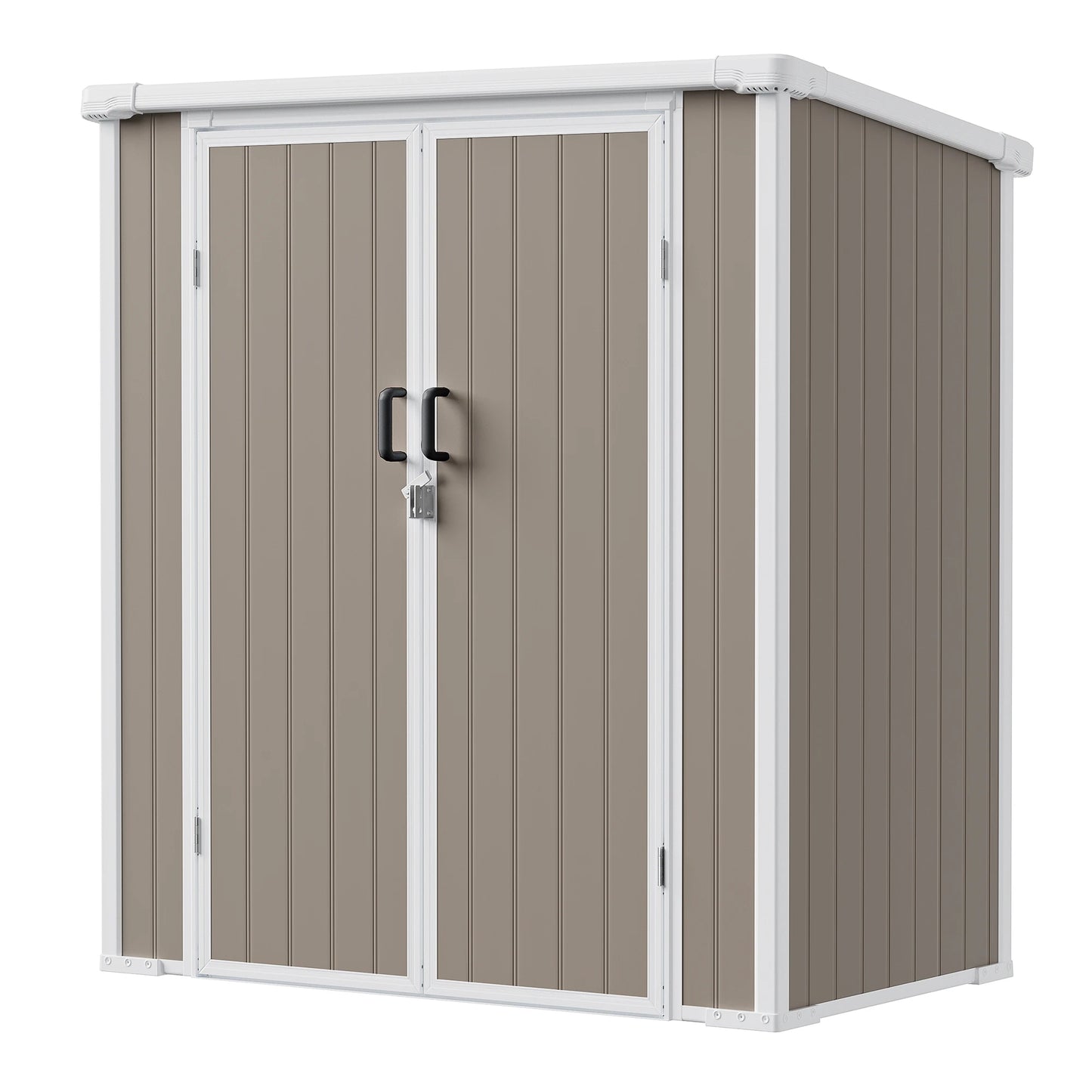 Outdoor Storage Shed Outdoor Polypropylene Resin Storage Shed Weatherproof Garden Tool Shed with Lockable Double Doors Floor Included Waterproof UV‑Resistant Patio Storage Cabinet for Backyard Lawn