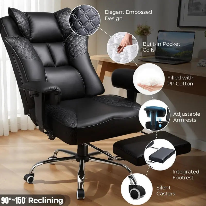 GTPLAYER Ergonomic Office Gaming Chair With Foot Rest And Adjustable Recline