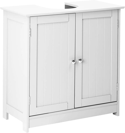 Pedestal Sink Cabinet Traditional Under Sink Storage Cabinet White Bathroom Vanity with 2 Doors Adjustabel Shelf 23.6" x