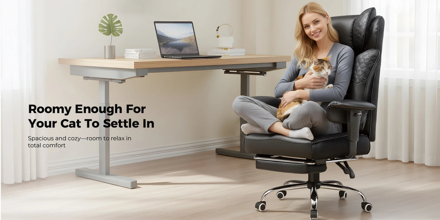 GTPLAYER Ergonomic Office Gaming Chair With Foot Rest And Adjustable Recline