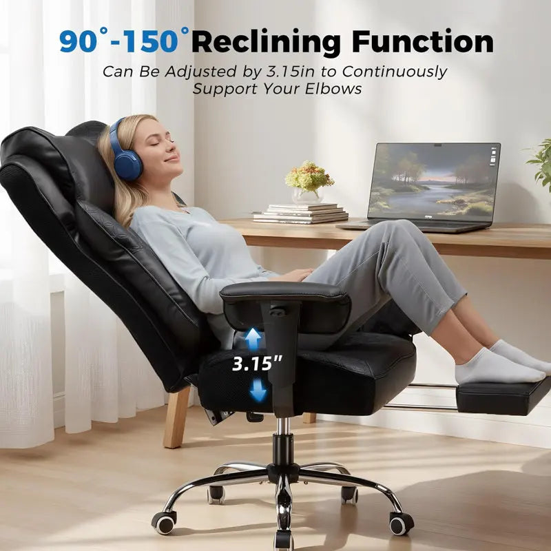 GTPLAYER Ergonomic Office Gaming Chair With Foot Rest And Adjustable Recline