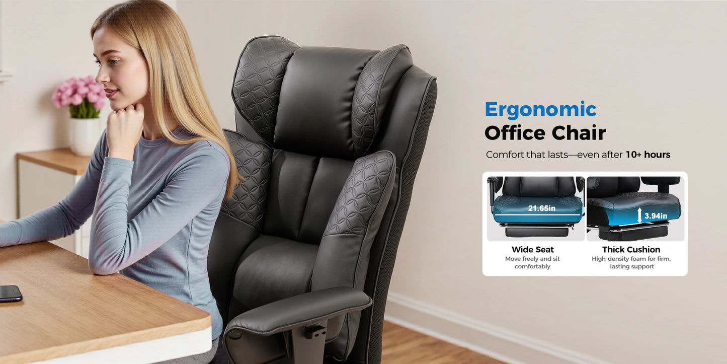 GTPLAYER Ergonomic Office Gaming Chair With Foot Rest And Adjustable Recline