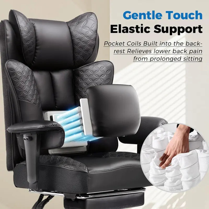 GTPLAYER Ergonomic Office Gaming Chair With Foot Rest And Adjustable Recline