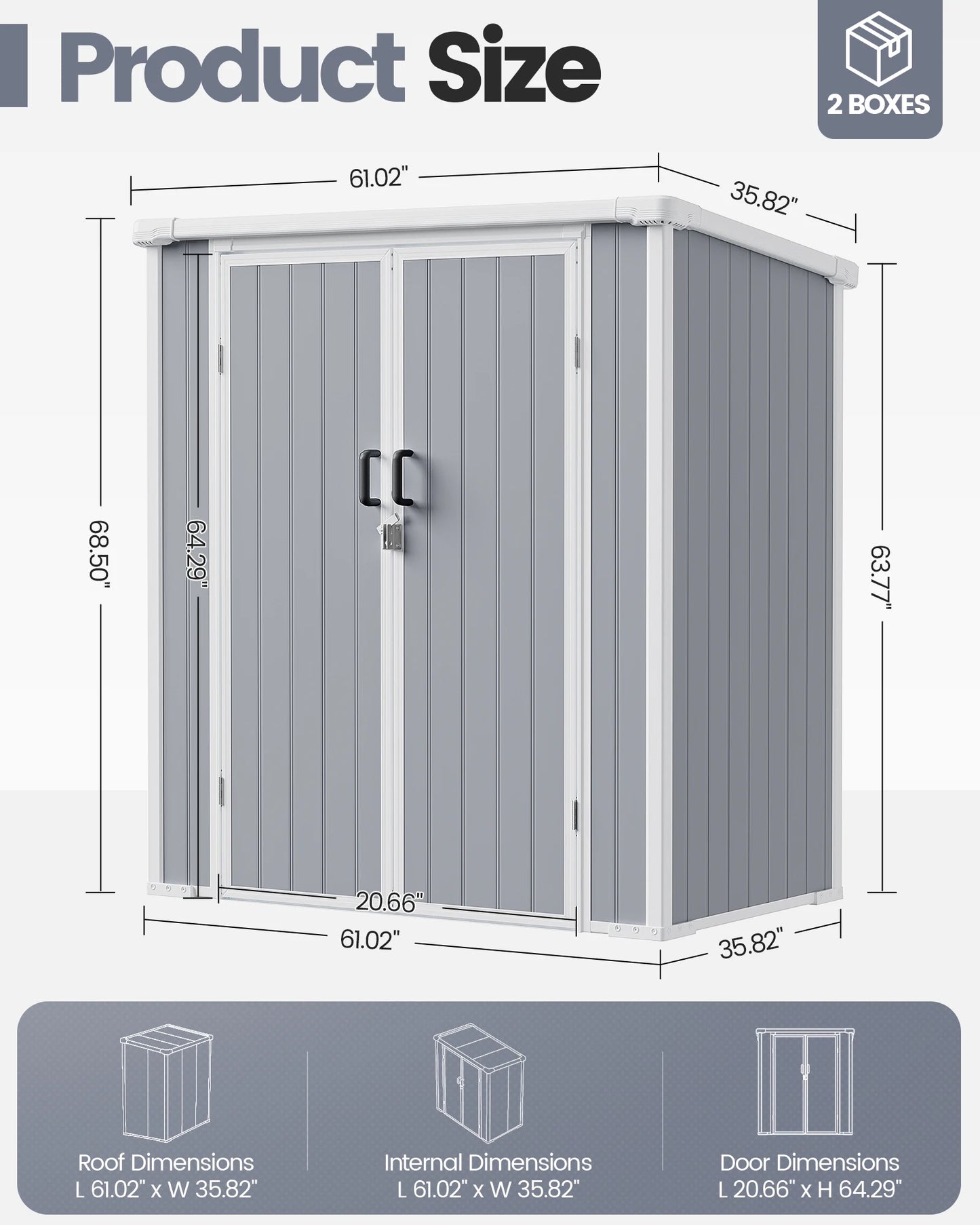 Outdoor Storage Shed Outdoor Polypropylene Resin Storage Shed Weatherproof Garden Tool Shed with Lockable Double Doors Floor Included Waterproof UV‑Resistant Patio Storage Cabinet for Backyard Lawn