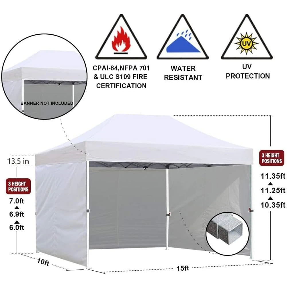 Pop Up Canopy Tent With Removable Zipper End Walls