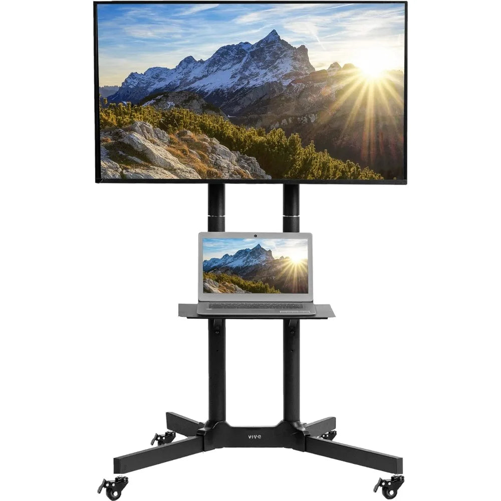 Mobile TV Cart For Flat And Curved Panels Heavy Duty