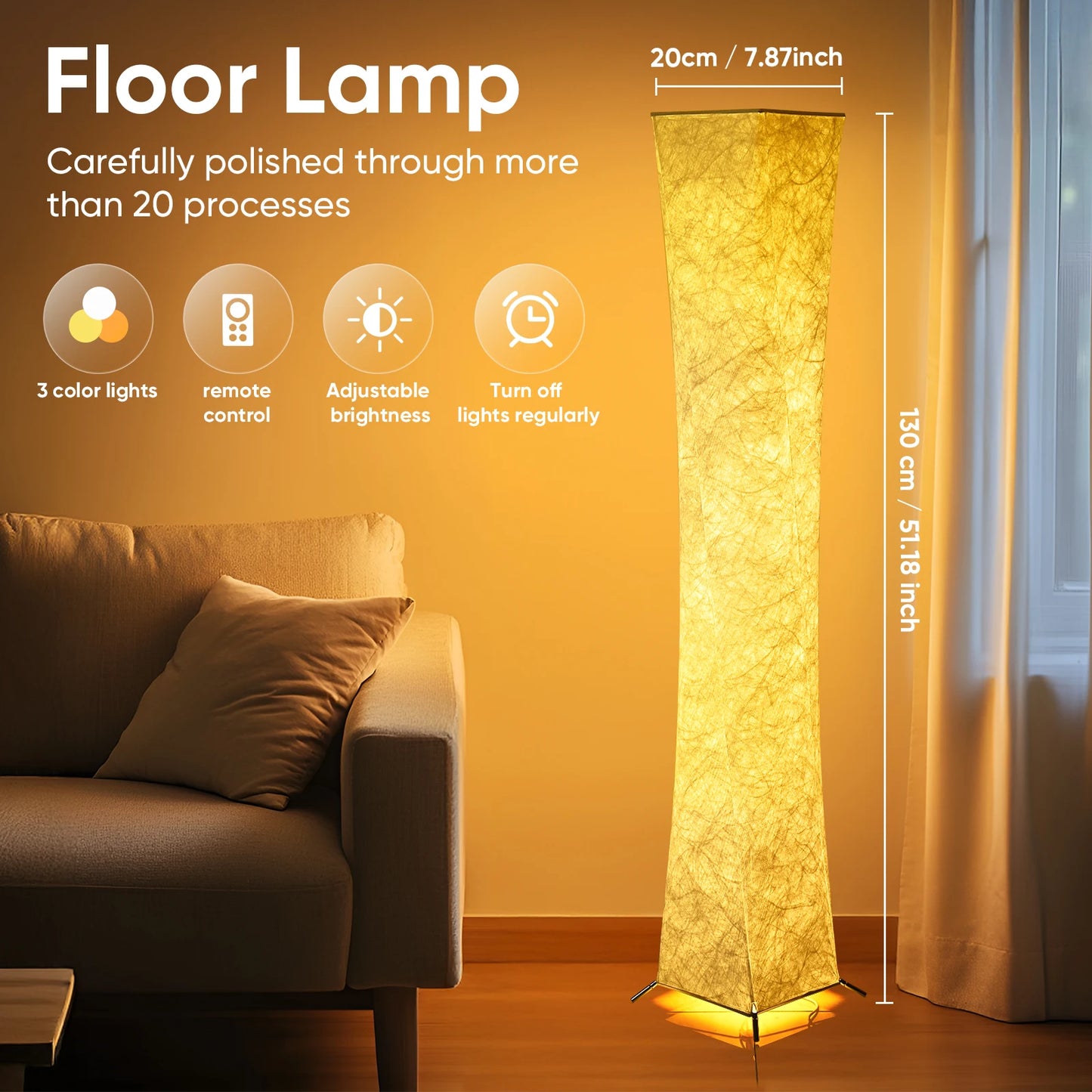 Soft Light Floor Lamp With LED And Tyvek Shade 3000K