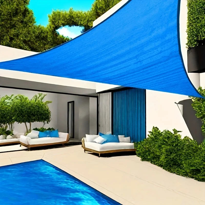 16' x 16' x 16' Sun Shade Sail Triangle Canopy, Permeable Shade Cloth Fabric Sunlight Block Patio Cover HDPE Deck Awning for Out