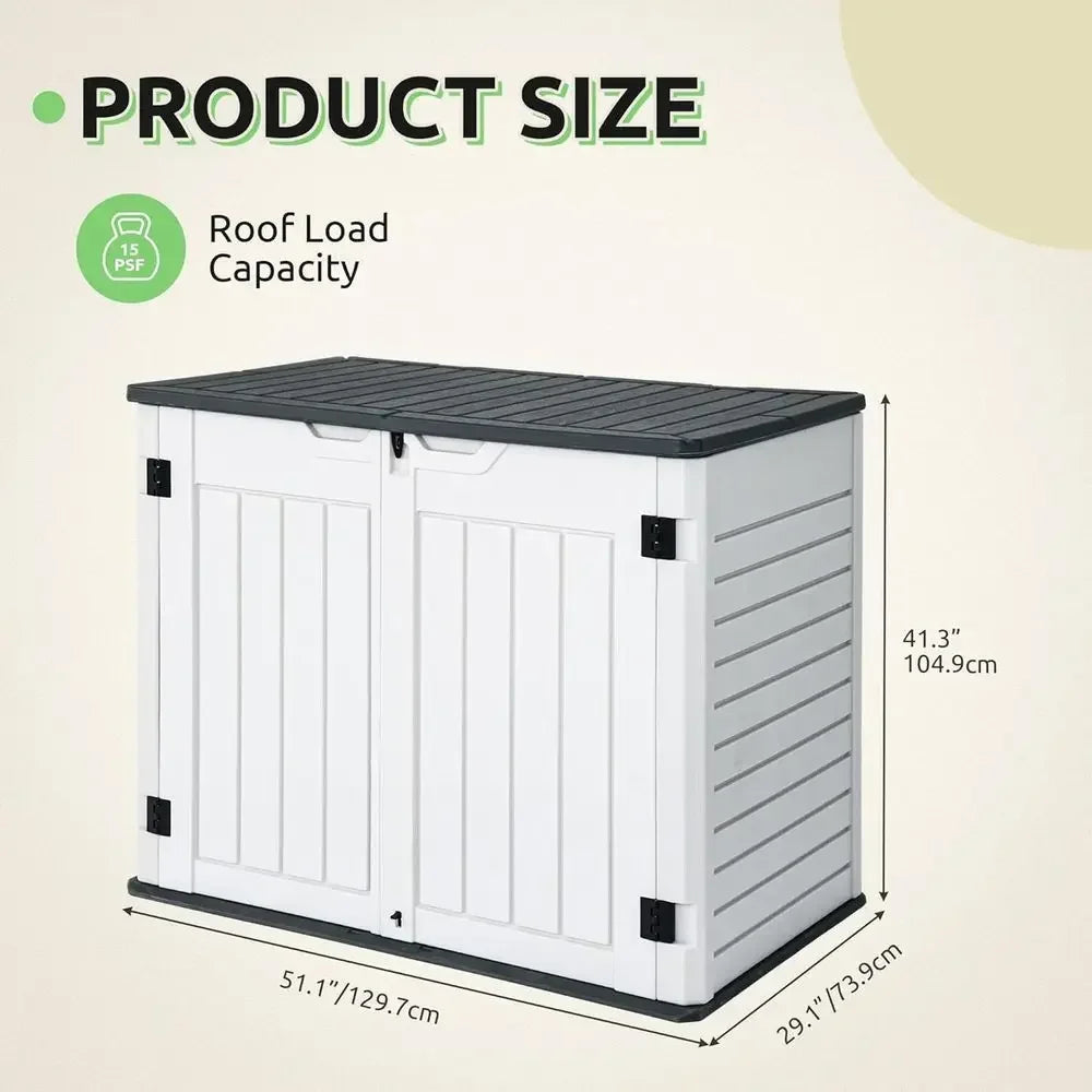 Light Gray 35 Cubic Ft Outdoor Storage Shed with Padlock, Waterproof and Easy Assembly for Backyard and Garden