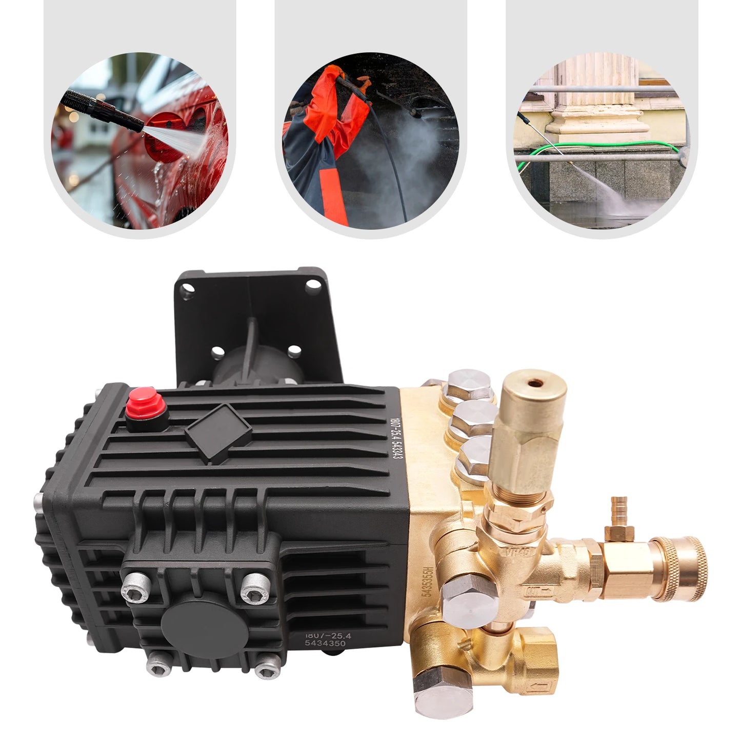 4000PSI 4GPM High Pressure Brass Pump Head Gas Pressure Washer Pump 13HP 3400RPM Direct Drive Rust Proof Aluminum Shell with Pressure Gauge for Car Wall Sidewalk