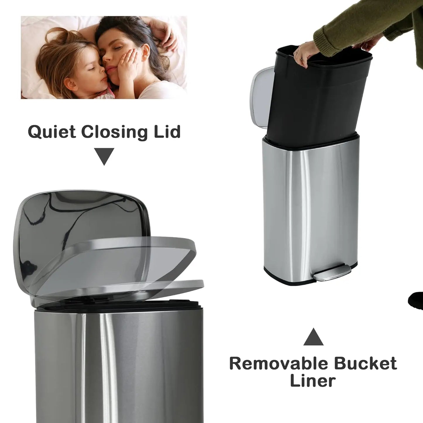 Stainless Steel Kitchen Trash Can With Lid And Foot Pedal