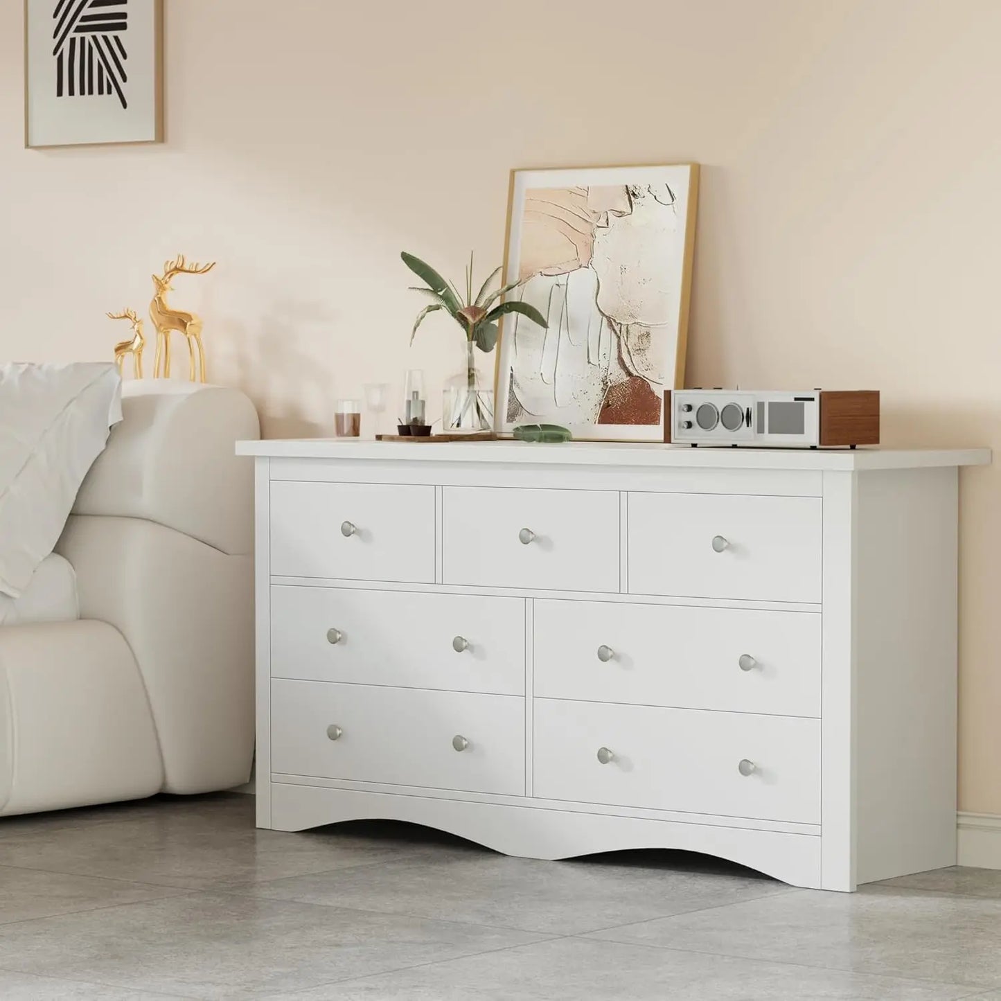 Furmax Dresser for Bedroom 7 Wood Dresser Chest of Drawers TV up to 65 inch TV Stand Storage Chest Drawers Hallway Entryway