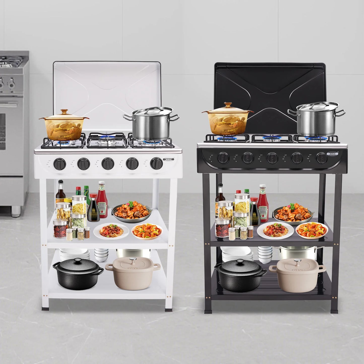 Five Burner Natural Gas Freestanding Grill for Outdoor Grilling