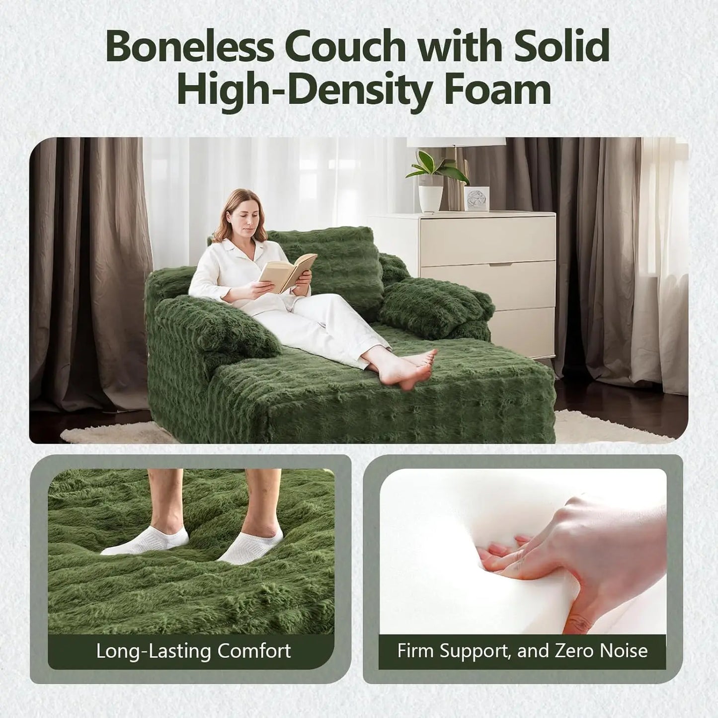 Bubble Fleece Upholstered Chaise Lounge Chair Indoor Reading Sleeper