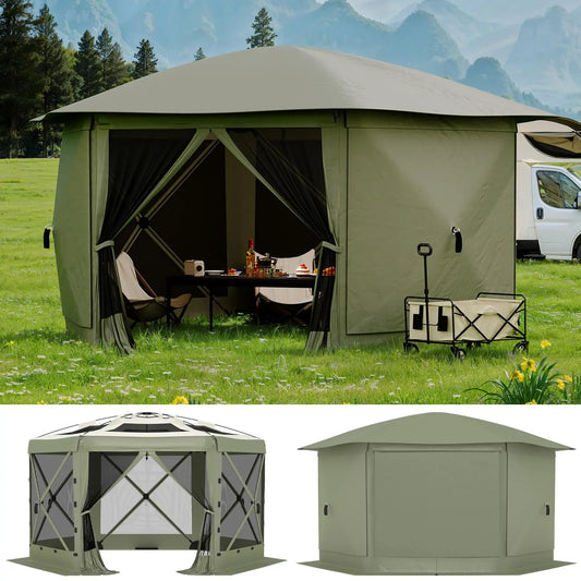 HiMISS Pop Up Gazebo Hexagon Canopy With Mosquito Netting