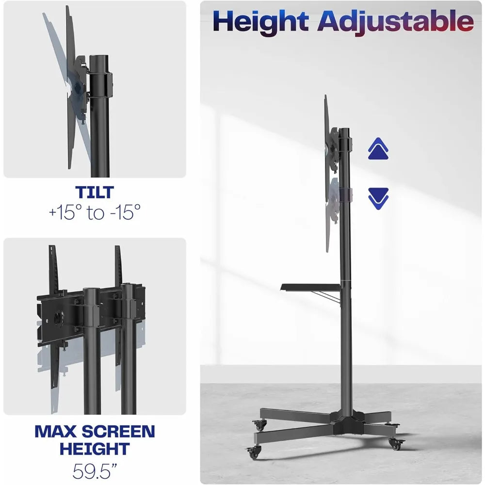Mobile TV Cart For Flat And Curved Panels Heavy Duty