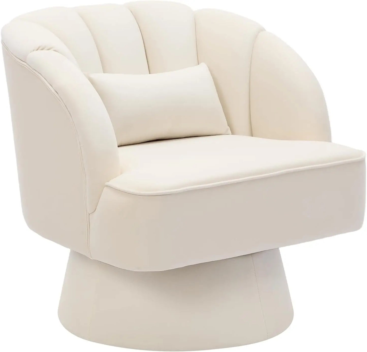 Ultra-Plush Swivel Accent Chair 360° Barrel Lounge Chair with Padding Modern Striped Backrest Velvet Upholstered Round Armchair