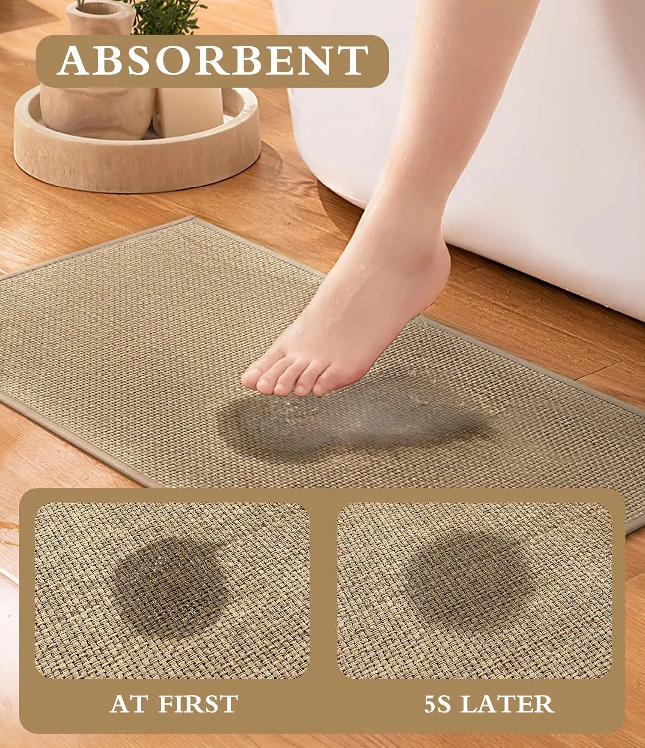 5-Piece Ultra-Thin Bath Rug Set Non-Slip Quick-Dry Under-Door Fit