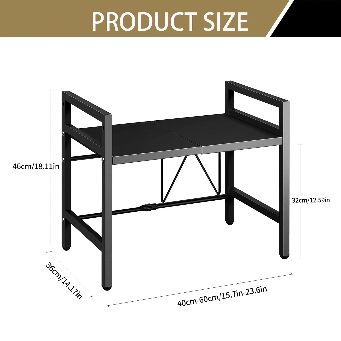 Expandable Microwave Shelf Organizer For Countertop Storage Rust Proof