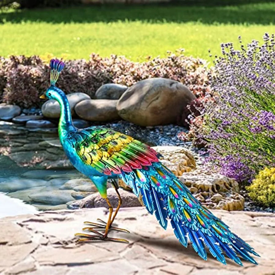 Metal Peacock Statue Garden Decor Yard Art Sculpture Outdoor Decoration for Lawn, Patio, Backyard, Housewarming Birthday Gifts