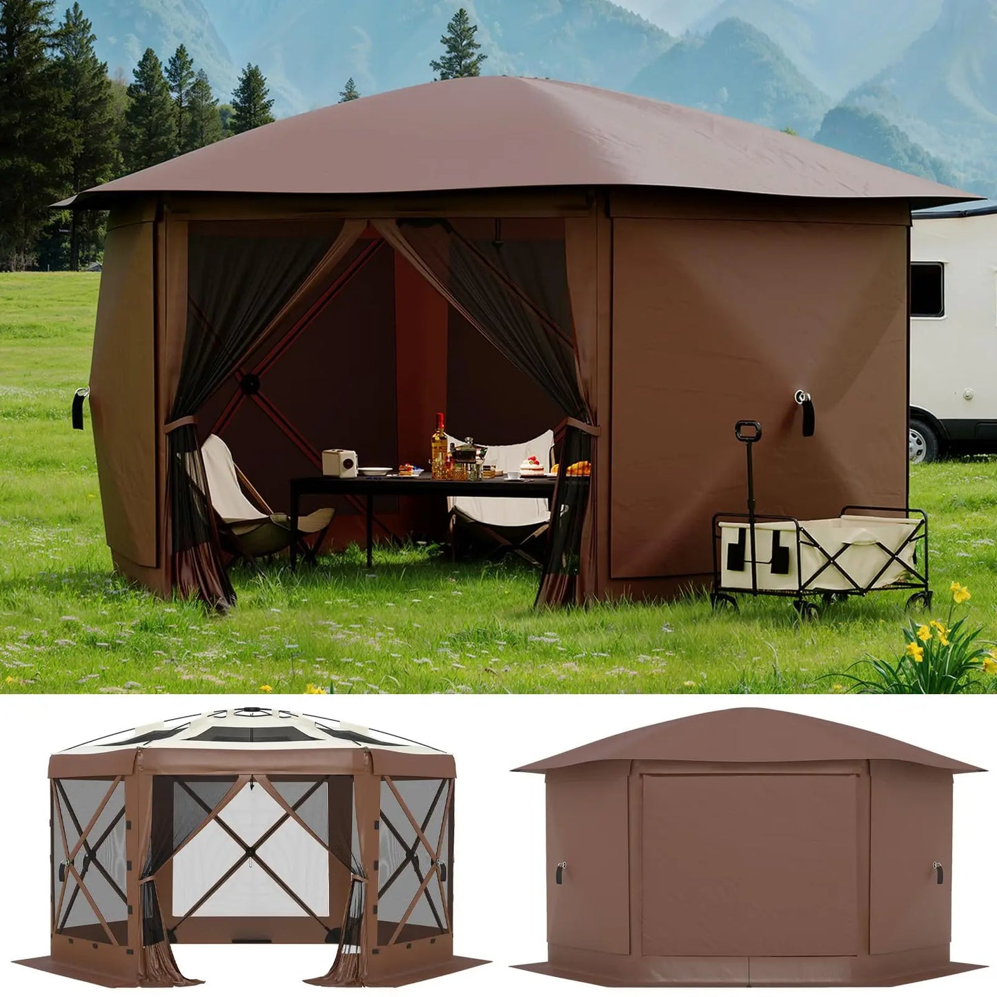 HiMISS Hexagon Pop Up Gazebo With Mosquito Netting