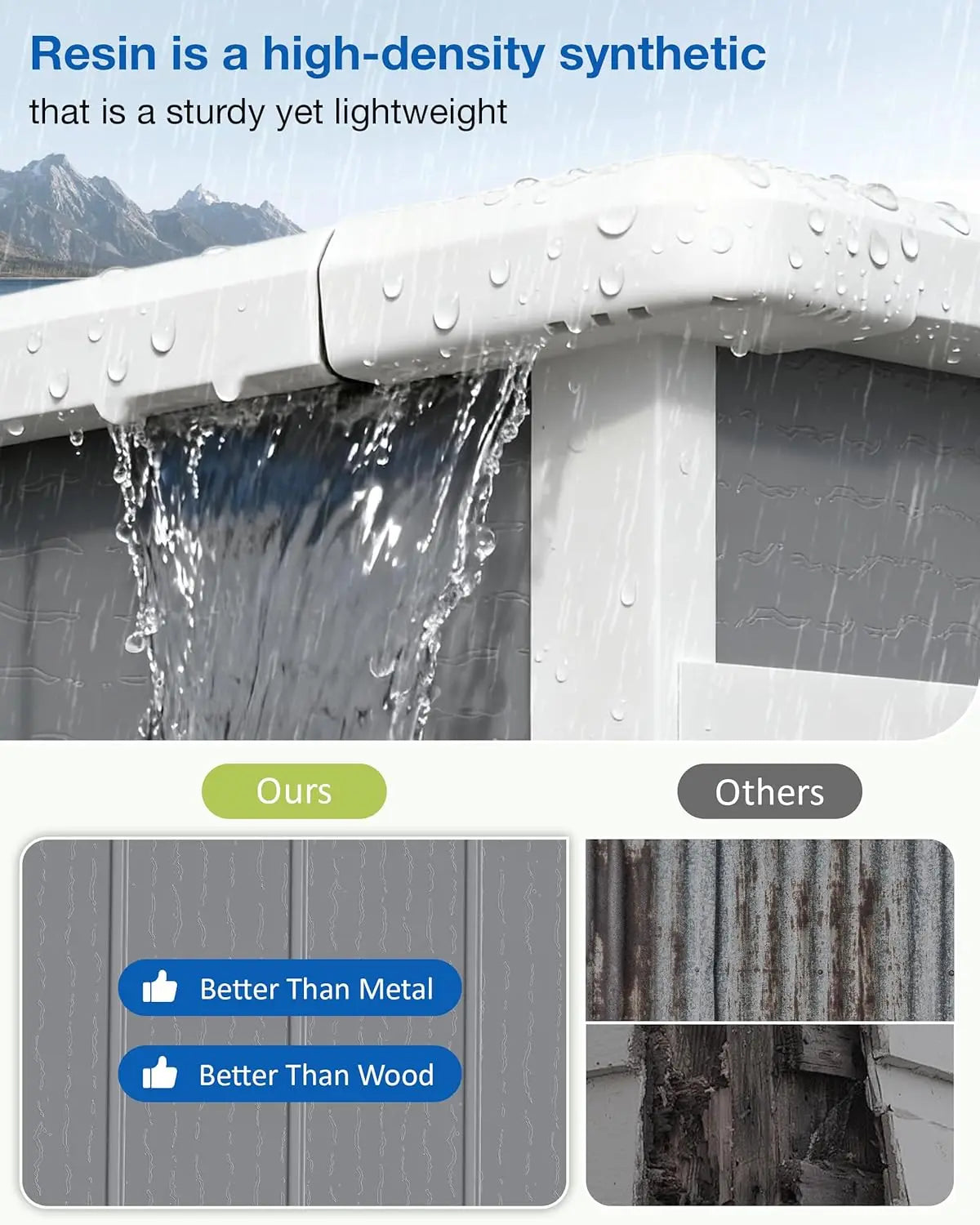 8x6 FT Storage Shed, Resin Outdoor Shed with Floor Included, Plastic Sheds Outdoor Storage for Bike, Garden Tools, Sheds