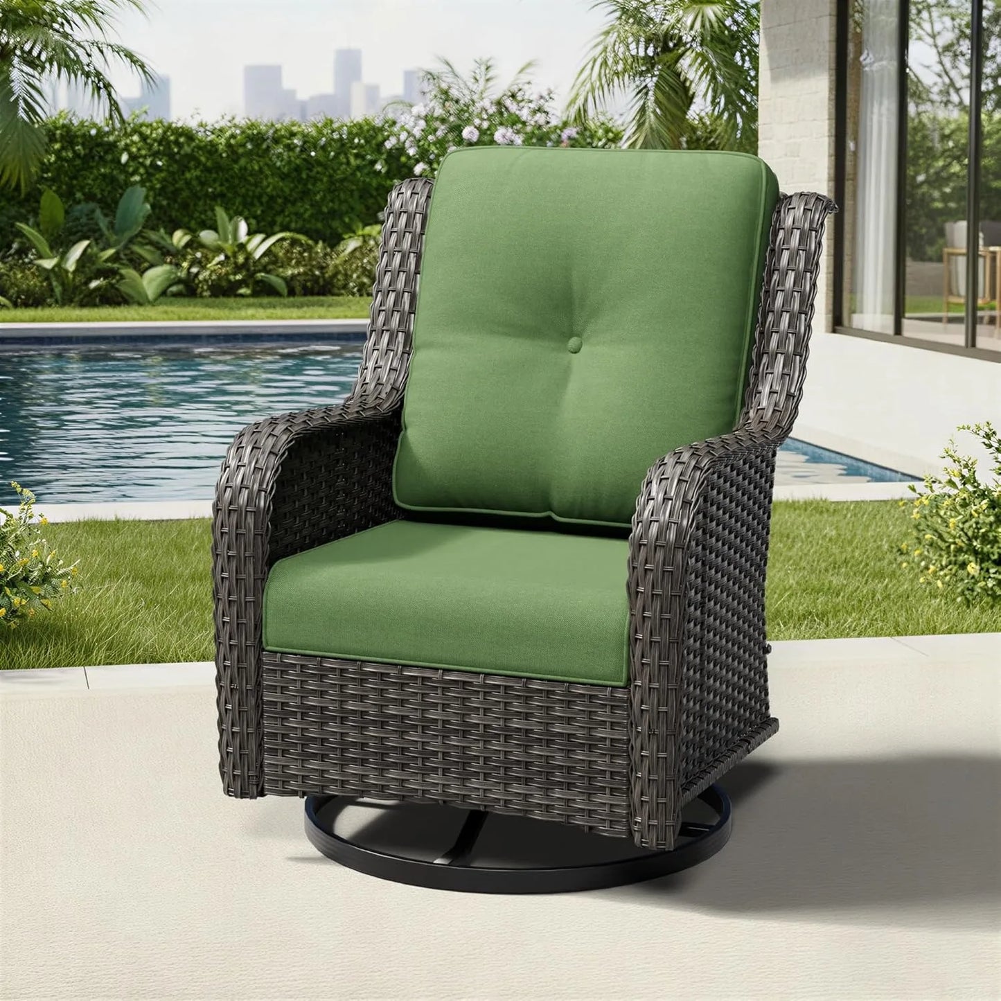 ZHENDAI Outdoor Swivel Rocker Patio Chairs Wicker High Back