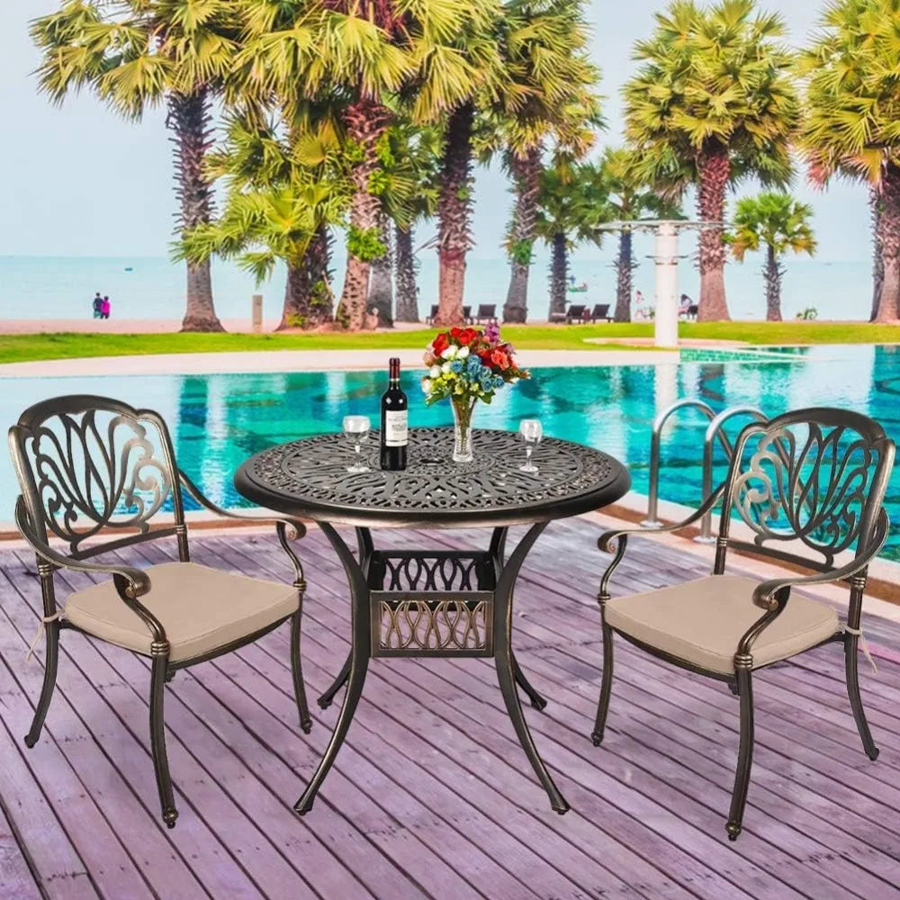DAFIFY All-Weather Cast Aluminum Patio Round Dining Set