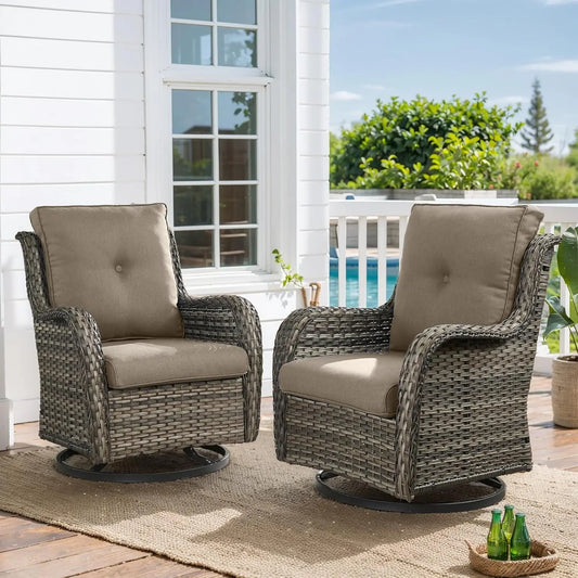 Outdoor Swivel Rocker Wicker Patio Chairs Rattan Furniture