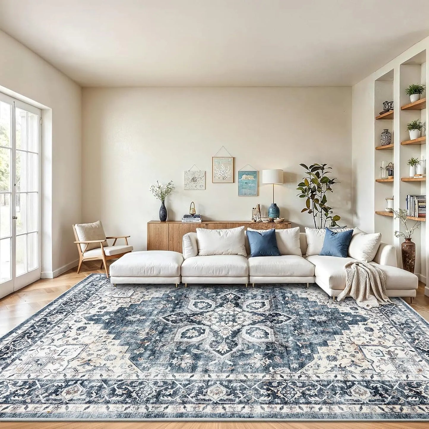 Washable Area Rug With Non Slip Backing For Living Room