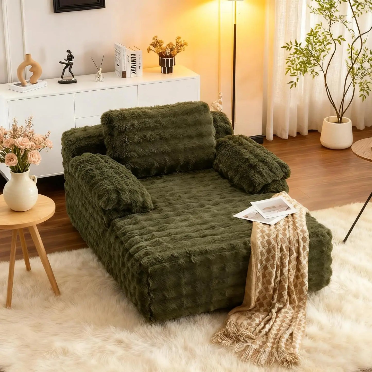 Chaise Lounge Chair Indoor Reading Bubble Fleece Upholstery Sofa Sleeper