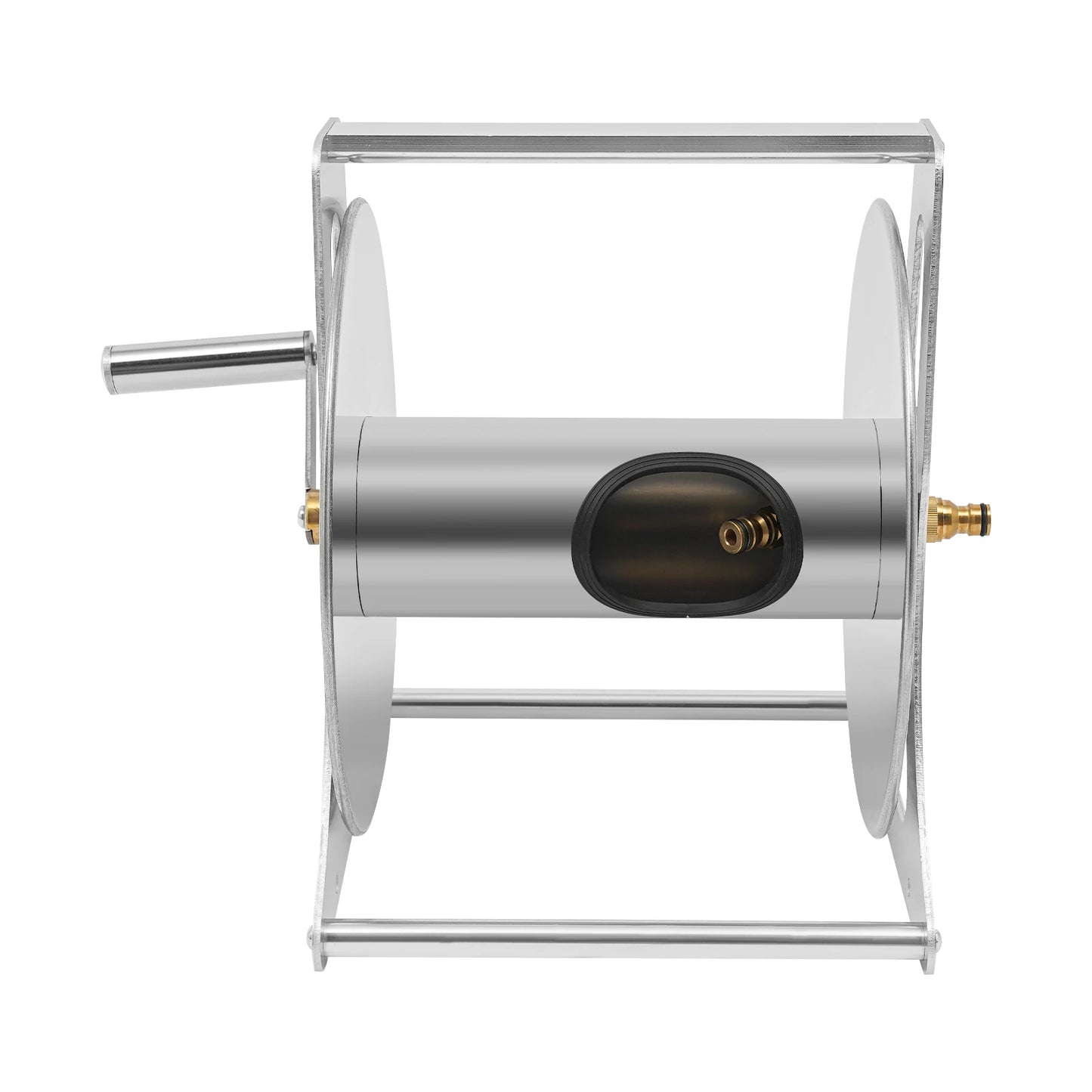 Heavy-Duty Water Hose Reel, Stable Garden Hose Storage Rack with Handle and Fittings for Home Garden, Yard, and Outdoor Cleaning