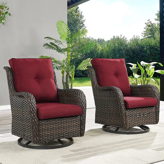 Outdoor Rattan Wicker Swivel Rocker Patio Chairs Set