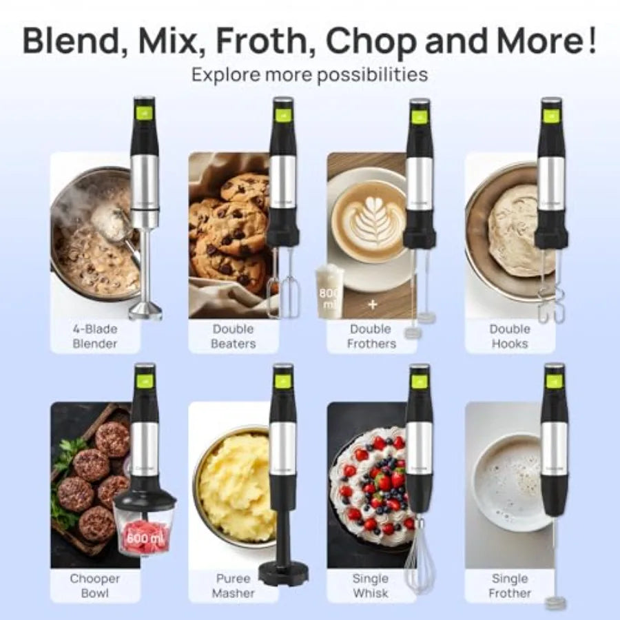 MDNG Immersion Blender 1100W Handheld 10 In 1