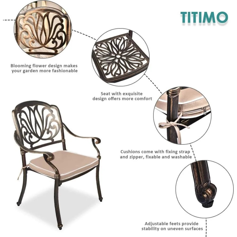 DAFIFY All-Weather Cast Aluminum Patio Round Dining Set