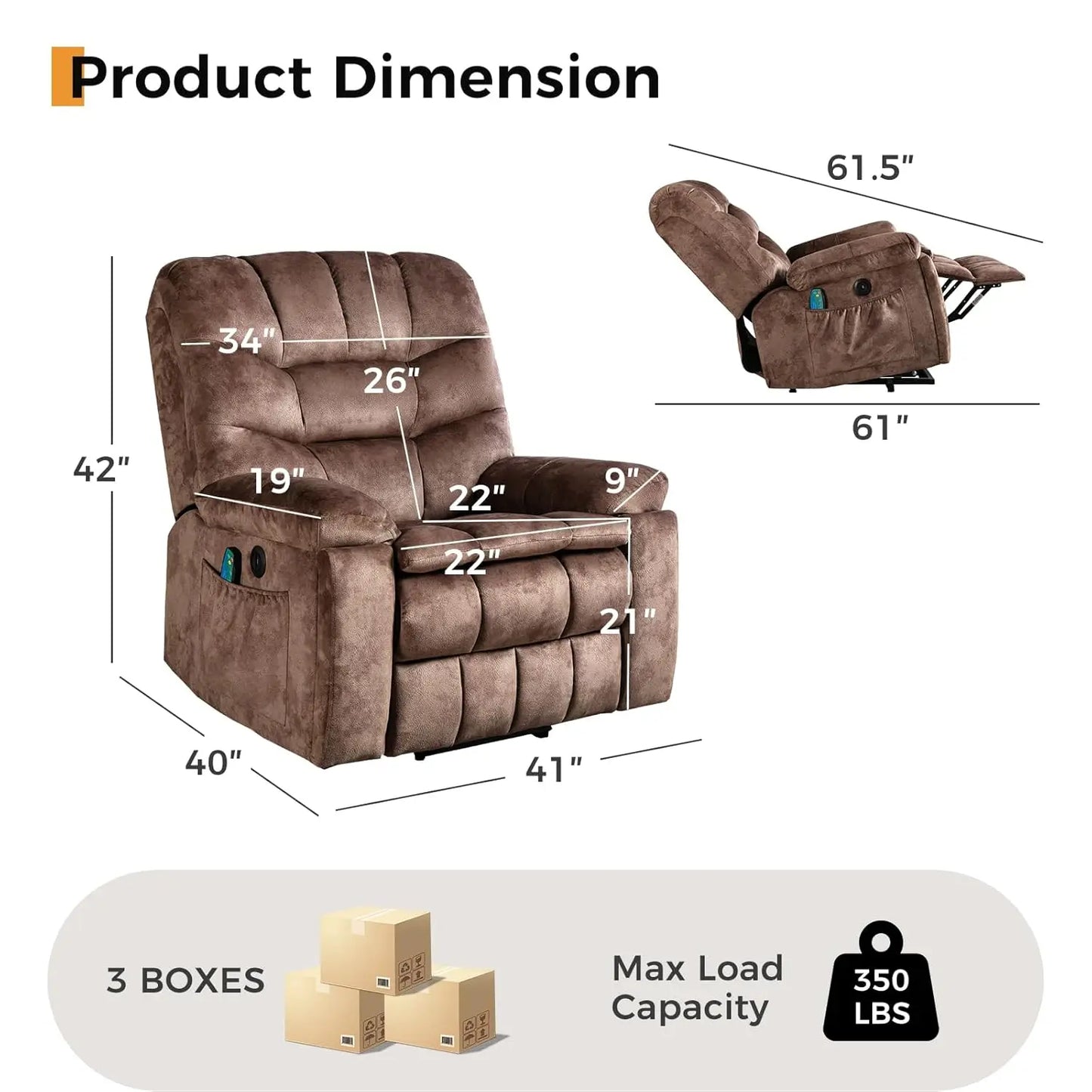 Large Power Lift Recliner with Massage and Heat for Elderly, Heavy Duty & Safety Motion Reclining Mechanism,, Customized