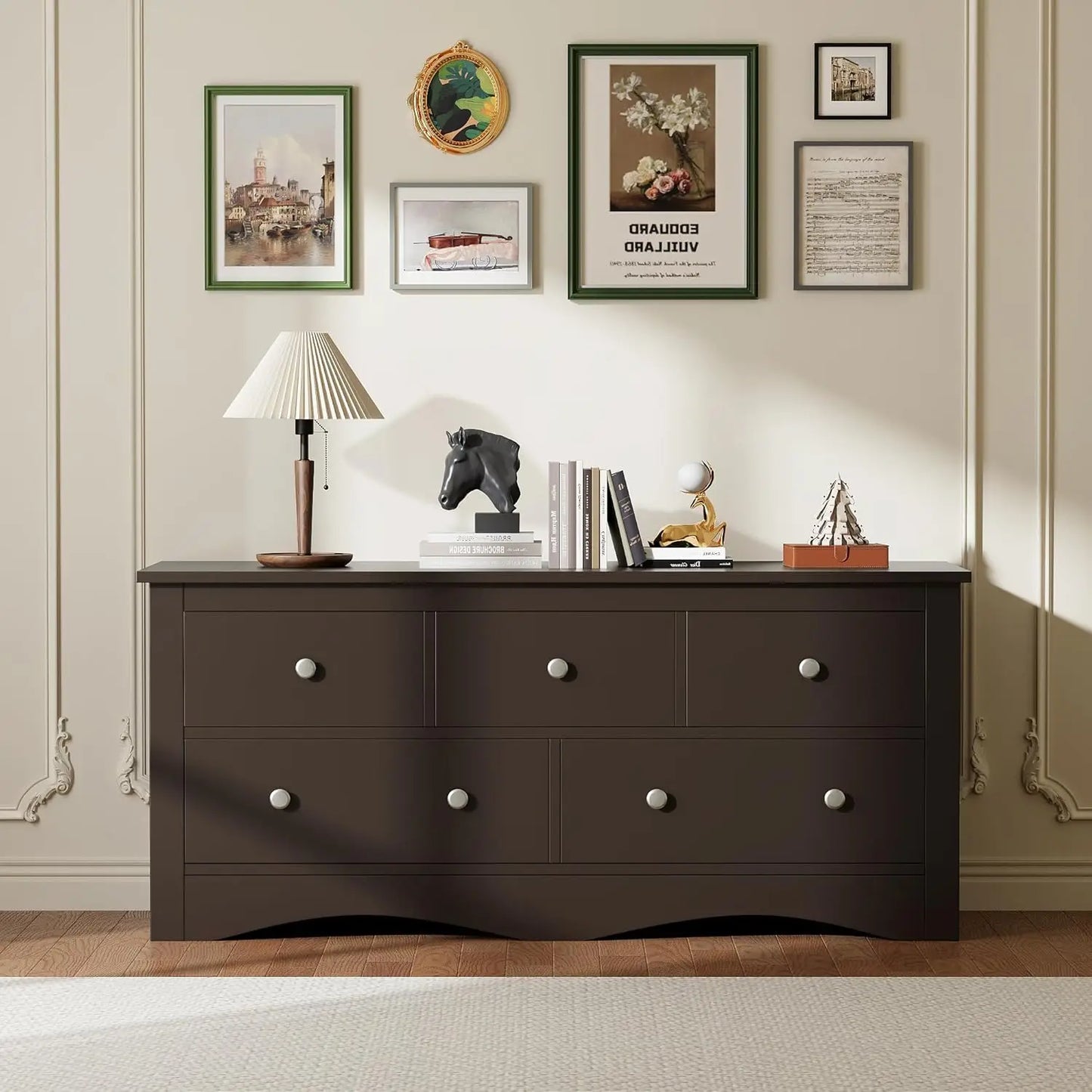 Furmax Dresser for Bedroom 7 Wood Dresser Chest of Drawers TV up to 65 inch TV Stand Storage Chest Drawers Hallway Entryway