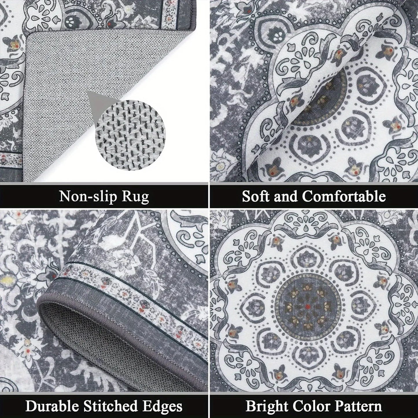 Bohemian 3 Piece Kitchen Floor Mat Set Non Slip Rug