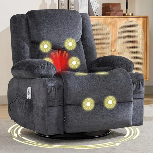 Swivel Recliner Chair With Massage And Heat Rocker