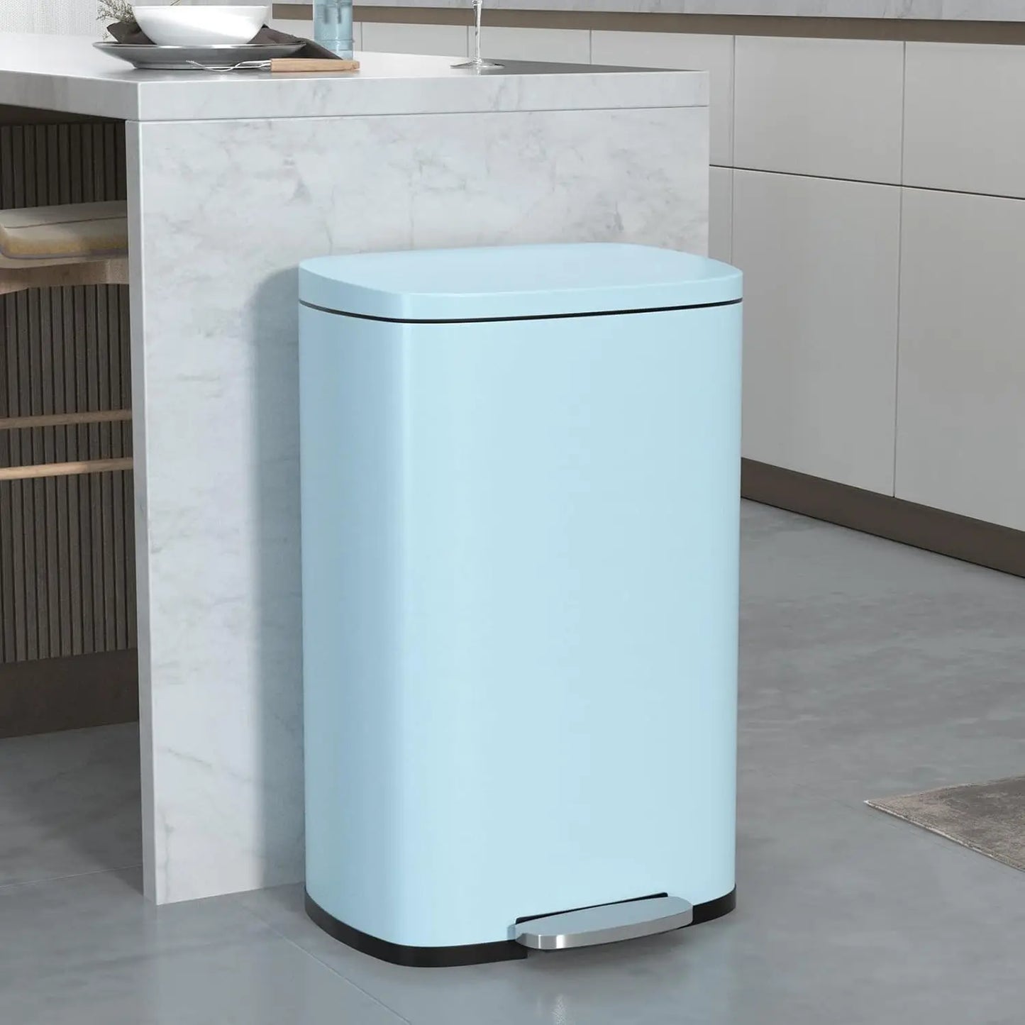 Stainless Steel Kitchen Trash Can With Lid And Foot Pedal