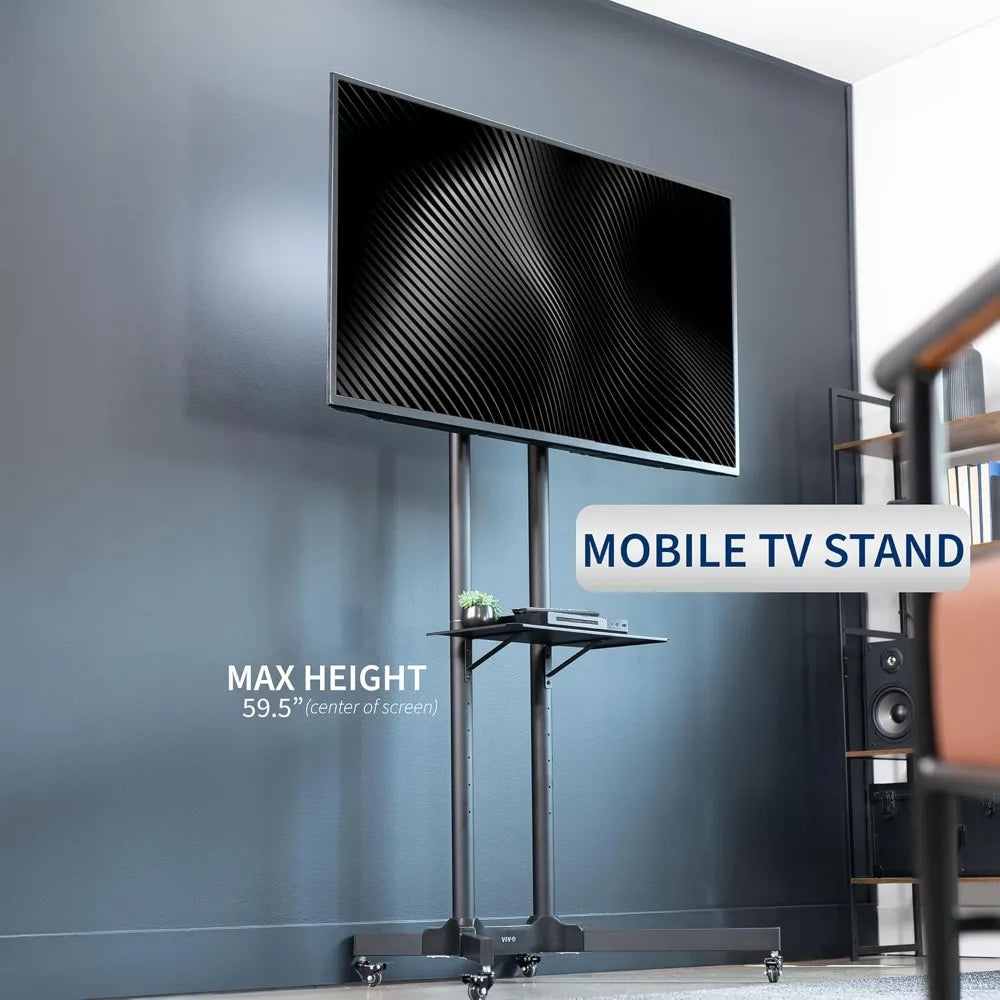 Mobile TV Cart For Flat And Curved Panels Heavy Duty