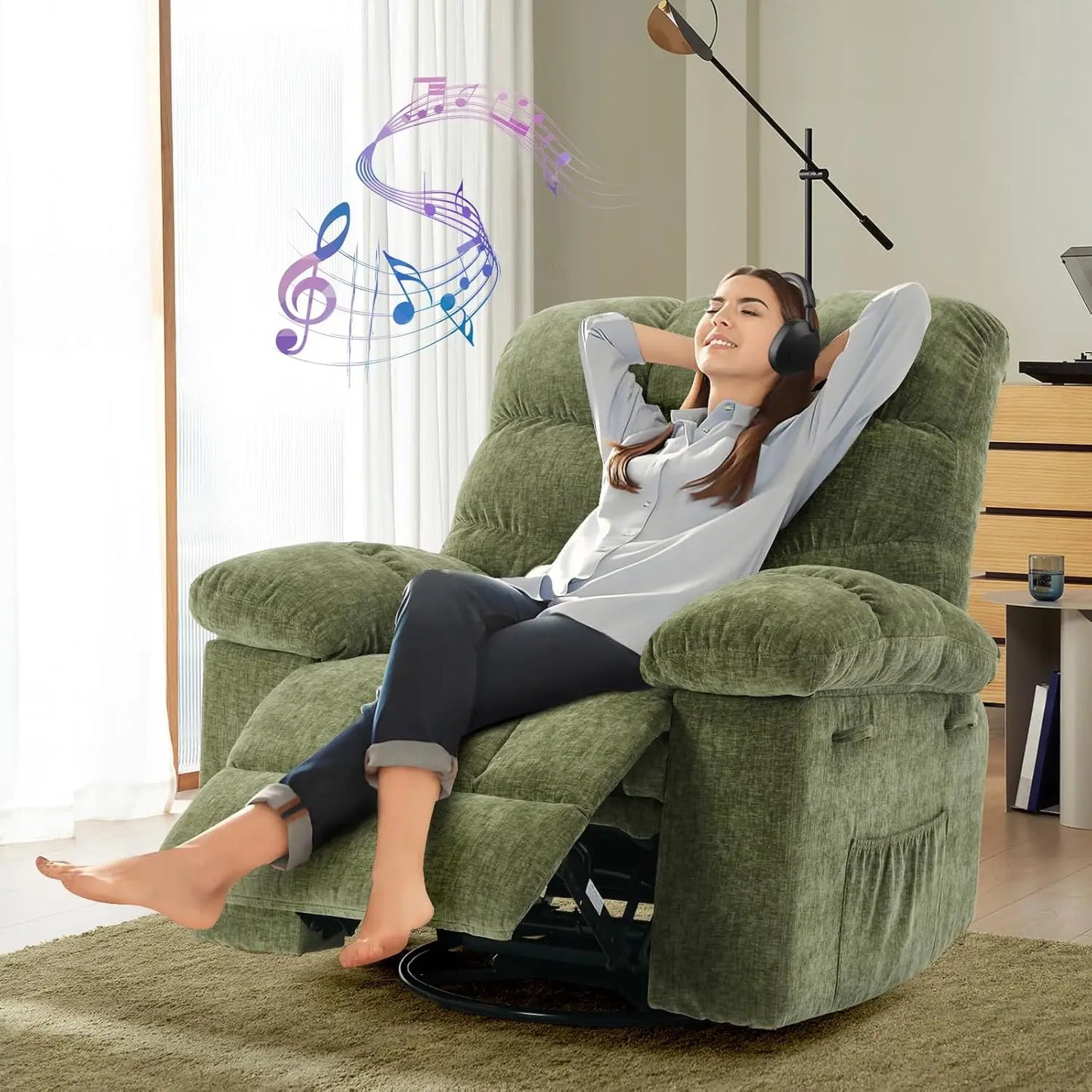 HiMISS Rocker Recliner Chair For Adults Manual Glider Sofa