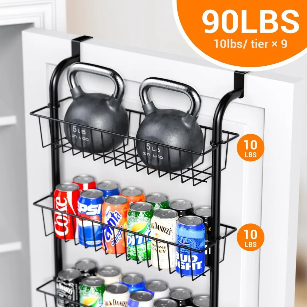 Nine Tier Over Door Pantry Organizer Spice Rack For Kitchen